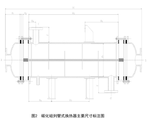 碳化硅列管換熱器主要尺寸標(biāo)注圖